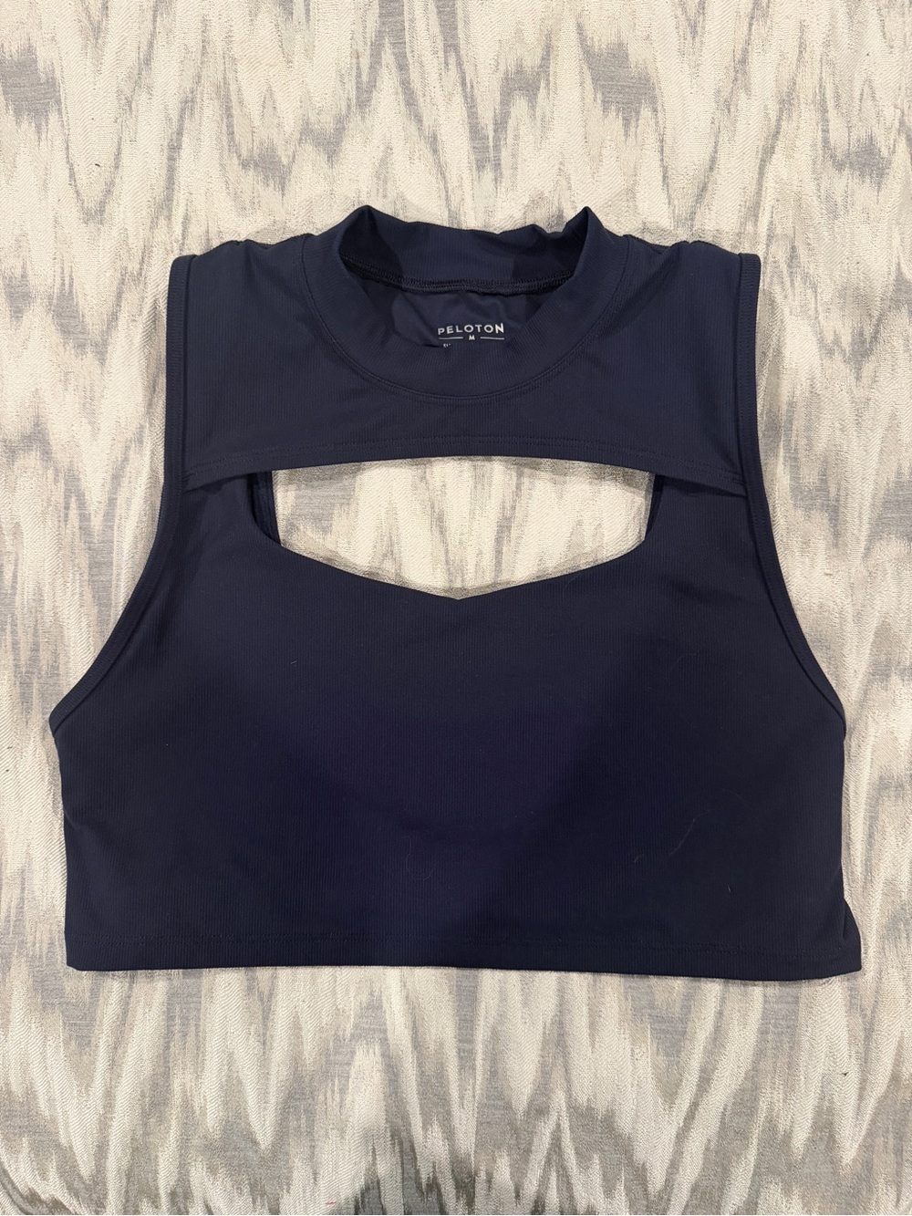 Peloton Navy Cutout High Neck Crop Top